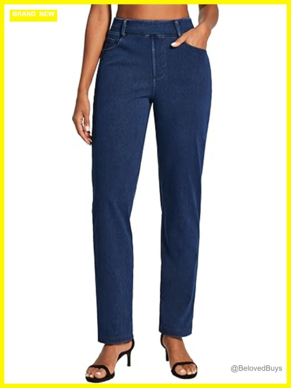 Straight Leg Jeans Women Stretchy Pull On Sweatpant Jeans High Waisted Bootcut